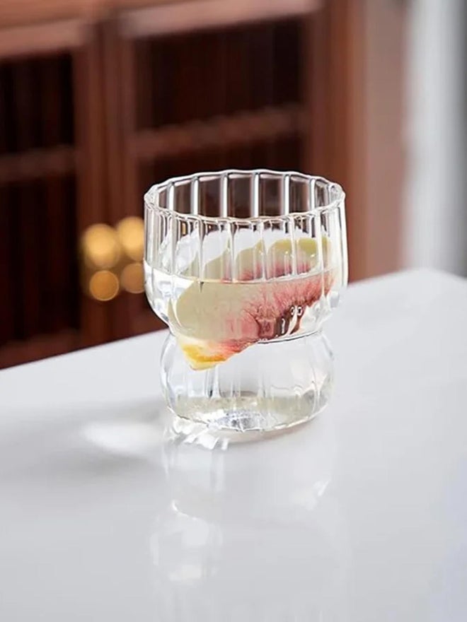 1CHASE Set of 4 - Ripple Drinking Glasses with Straw 320ml - Image 2